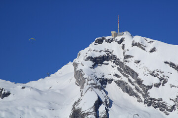 Summit station of Mount Saentis in winter.