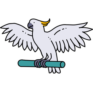 recommend clip art: cockatoo bird animal pet hand drawn color vector illustration