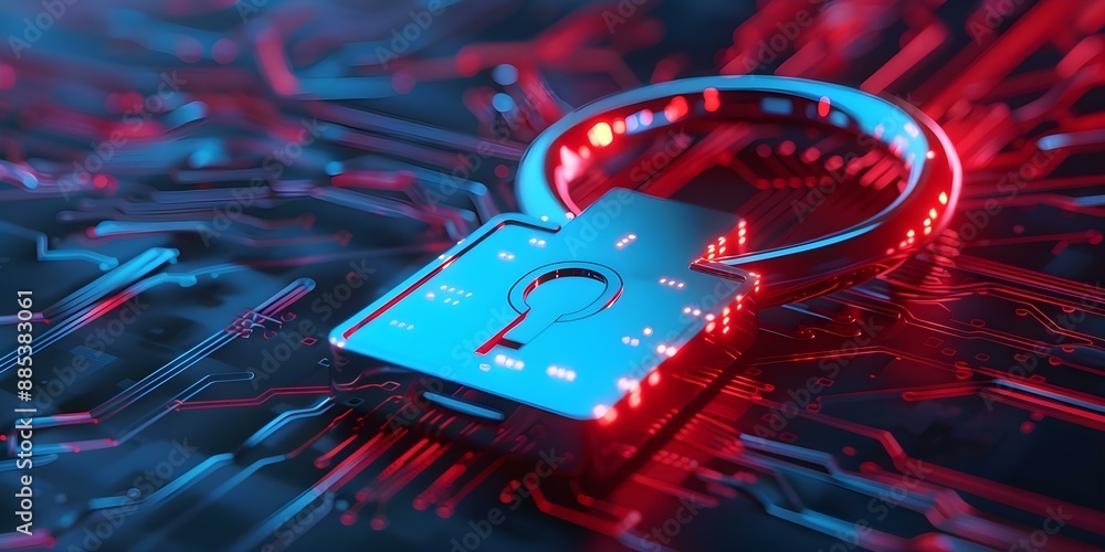 Poster protect digital data with glowing network connections for cyber security. concept cyber security, di
