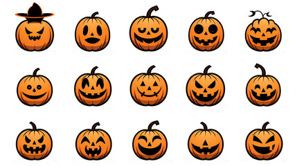 halloween pumpkin heads - isolated icon set. 