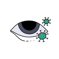 virus contracted eye hand drawn color vector illustration