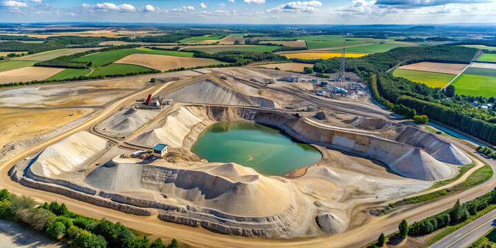 Aerial view of gravel pit Philipp Graben in Neudorf, Luftaufnahme, Kieswerk, Philipp Graben, Neudorf, gravel pit