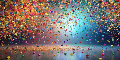 Colorful confetti falling in a festive celebration , party, decoration, festive, fun, colorful, joyful, event