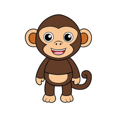 Happy Funny Monkey Cartoon Clipart Vector Art Illustration for Kids.