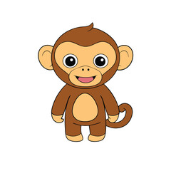Happy Funny Monkey Cartoon Clipart Vector Art Illustration for Kids.