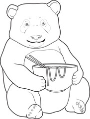Panda Bowl Ramen Animal Vector Graphic Art Illustration
