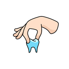 dentist tooth pliers hand drawn color vector illustration