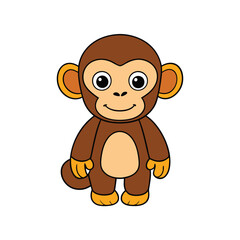 Happy Funny Monkey Cartoon Clipart Vector Art Illustration for Kids.