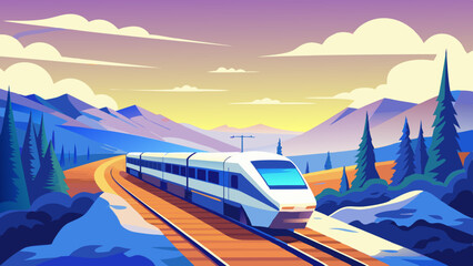 train in the mountains at sunset train in the mountains  train on the road sunset on the road