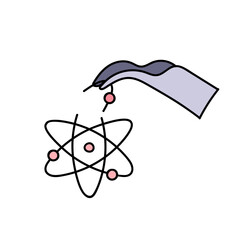 artificially modified atom hand drawn color vector illustration
