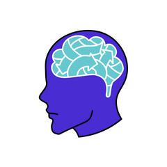 mental health human brain hand drawn color vector illustration