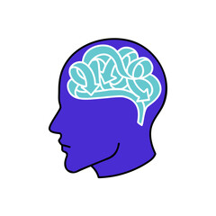 mental health human brain hand drawn color vector illustration