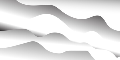 Abstract white and gray gradient wave texture layered background with blank space design dynamic wave shapes banner background design banner, pattern, wallpaper, template, Vector illustration.