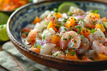 Ceviche with seafood and citrus 