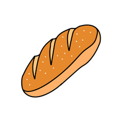 baguette french bread hand drawn color vector illustration