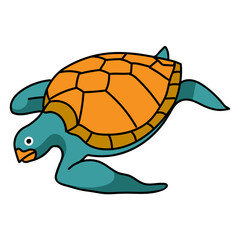 sea turtle hand drawn color vector illustration
