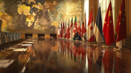 Global Unity Diplomatic Flags on World Map