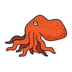 octopus hand drawn color vector illustration