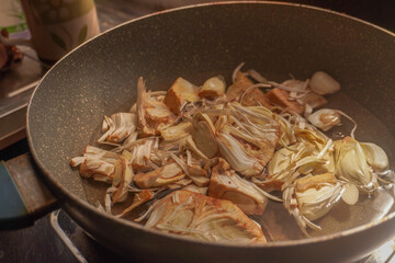 young jackfruit boiled in the pan