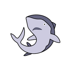 shark hand drawn color vector illustration