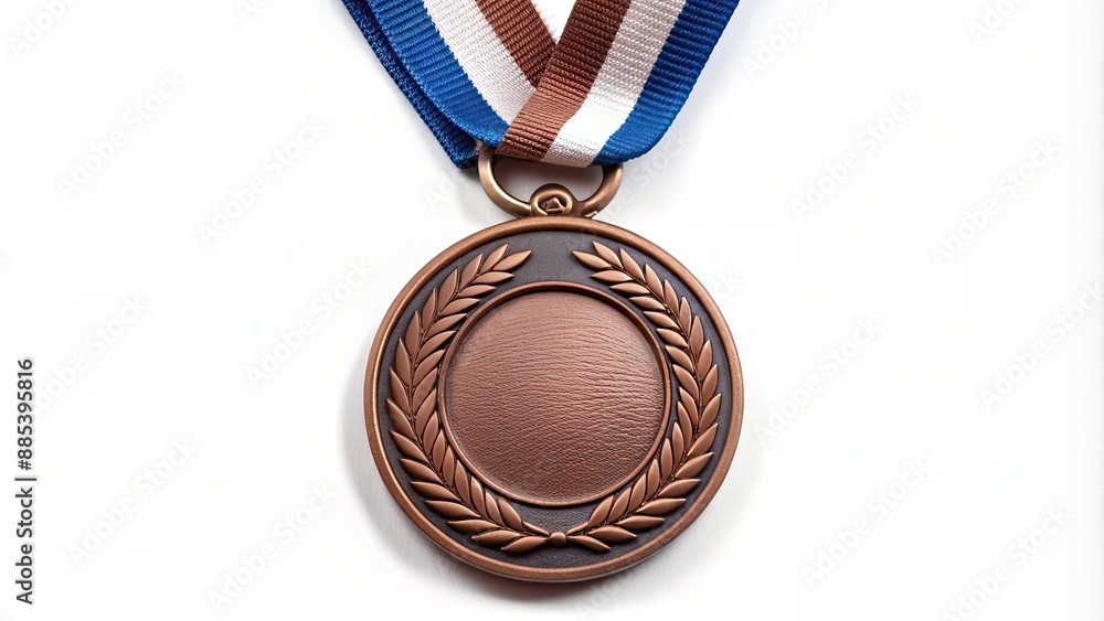 Poster Bronze medal on white background, bronze, medal, award, third place, victory, competition, achievement, success, honor