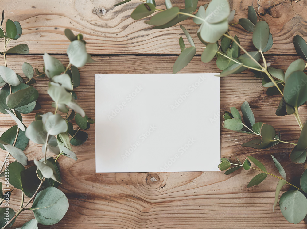 Poster photo of a blank card and envelope on a white background, top view. web banner with space on the rig