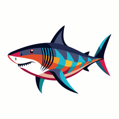 Obraz premium shark vector art illustration, a solid color vector art illustration. isolated white background (14)