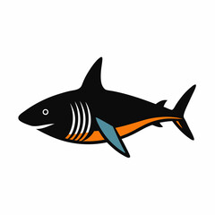 Obraz premium shark vector art illustration, a solid color vector art illustration. isolated white background (16)