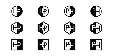 Letters HP and PH Positive and Negative Logo Set, suitable for any business