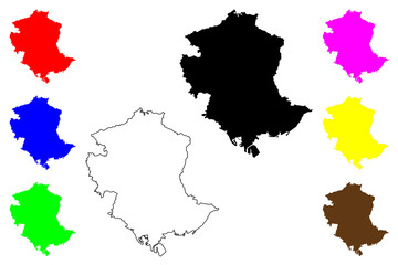 Tangshan City (People's Republic of China, Hebei Province) map vector illustration, scribble sketch City of Tangshan map