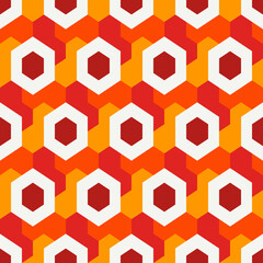 Fototapeta premium Honeycomb seamless pattern. Hexagon mosaic tiles ornament. Ethnic surface print. Repeated geometric figures background. Ornamental wallpaper. Modern geo design digital paper. Vector abstract art