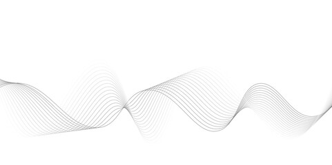 White wave curve lines banner background design. Abstract soft wave lines dynamic flowing gray light isolated background. Vector Illustration of the gray pattern of lines. Black stripes on white .