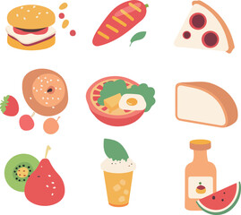 Colorful Food Icons Collection