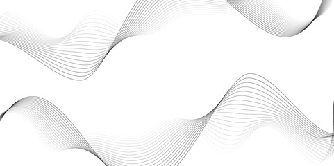 White wave curve lines banner background design. Abstract soft wave lines dynamic flowing gray light isolated background. Vector Illustration of the gray pattern of lines. Black stripes on white .