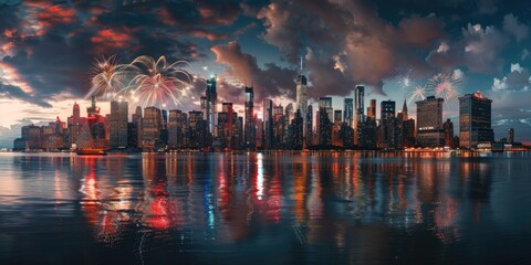 City Skyline Fireworks Display