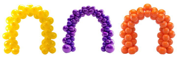 Set of party balloons arches isolated on transparent background