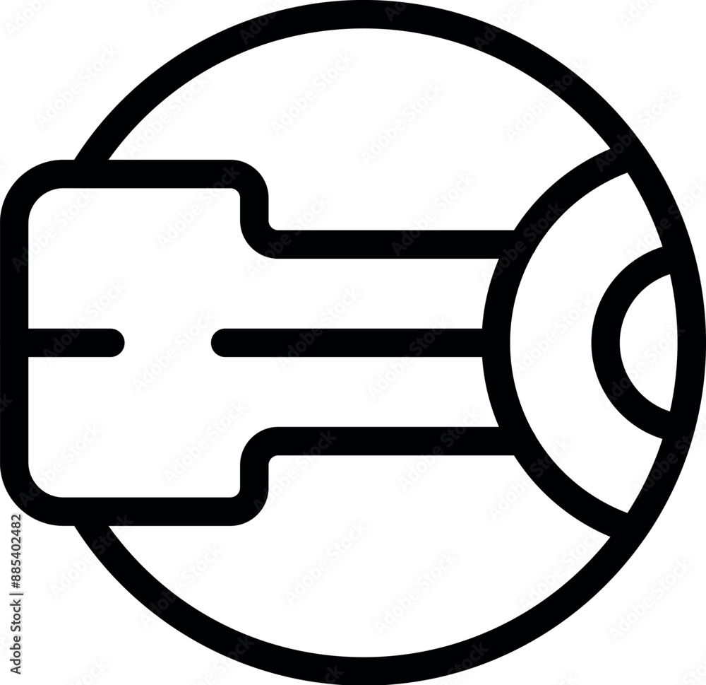 Poster line art icon of a microchip processing data, representing concepts such as artificial intelligence 