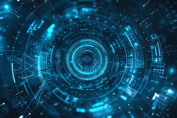 Obraz premium illustration of technology circle in the middle abstract background with blue color 