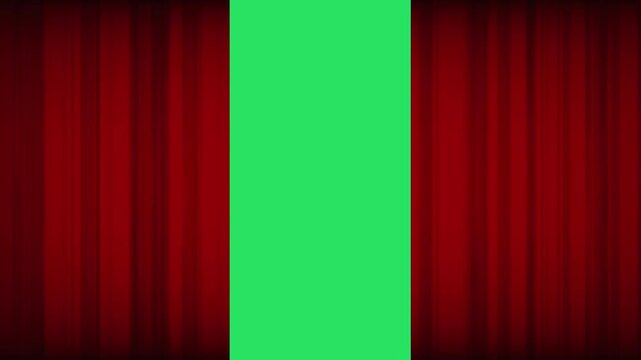 赤い幕　開く　劇場　グリーンバック　背景　イラスト　動画