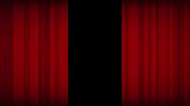 黒背景　赤い　カーテン　開く　動画