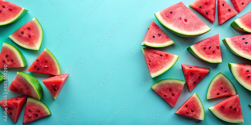 Wall mural Watermelon slices background , Refreshing, summer, fruit, colorful, sweet, juicy, vibrant, picnic, healthy, natural, snack, pattern