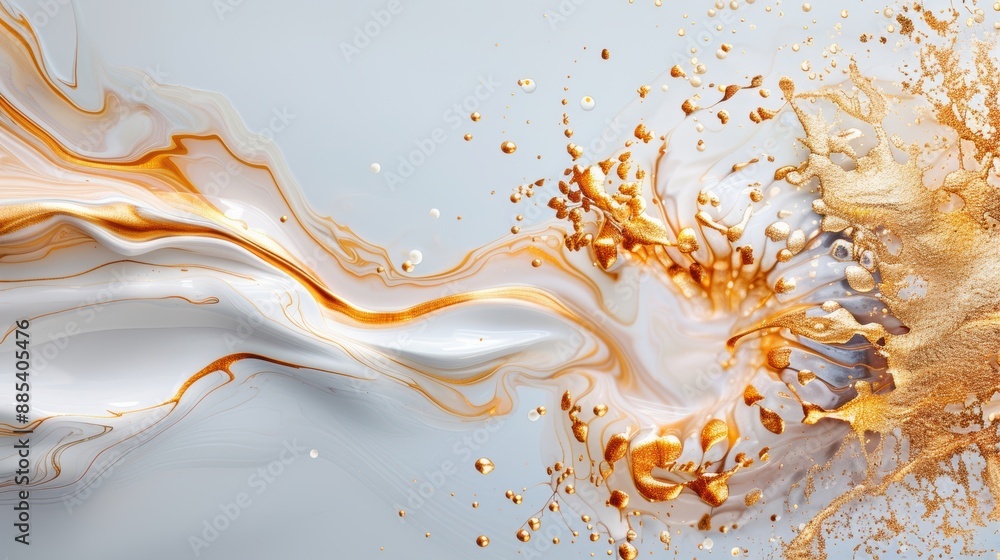 Poster an elegant abstract painting representing the golden ratio with fluid, organic forms and a mix of bo