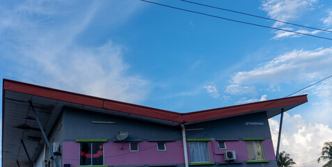 a twin looking house in the sky background