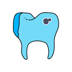 tooth with ache hand drawn color vector illustration