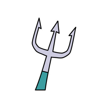 recommend clip art: poseidon trident hand drawn color vector illustration
