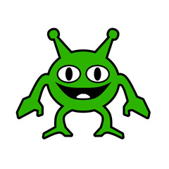 green monster cartoon abstract character vector illustration