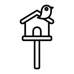 Bird House Vector Line Icon