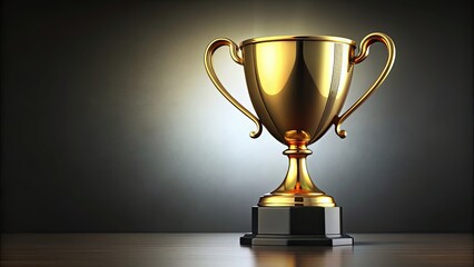 Gold trophy with two handles for champions and winners , achievement, success, victory, prize, competition, gold