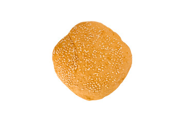 Burger bun isolated on white background with clipping path. View from above.