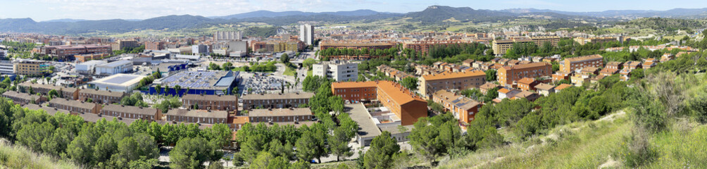 Panoramic aerial view of City of Igualada near Barcelona, Catalonia, Spain
